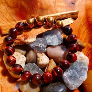 Red Tiger with gold Hematite